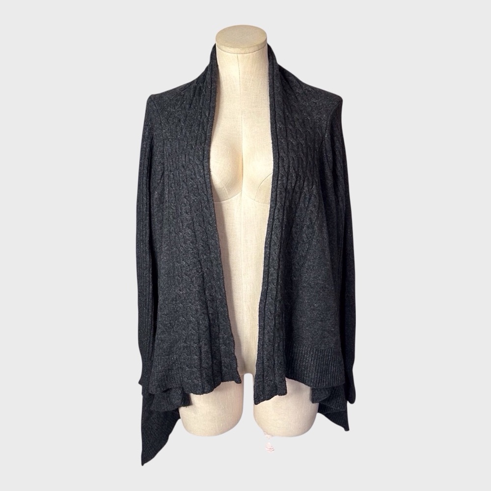 BCBGMaxAzria Draped Cable Knit Open Front Cardigan